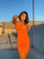 Basic V-Neck Dress (Flamingo)